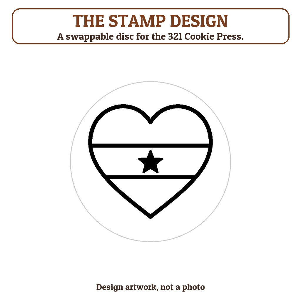 Flag Heart cookie stamp - the stamp design artwork