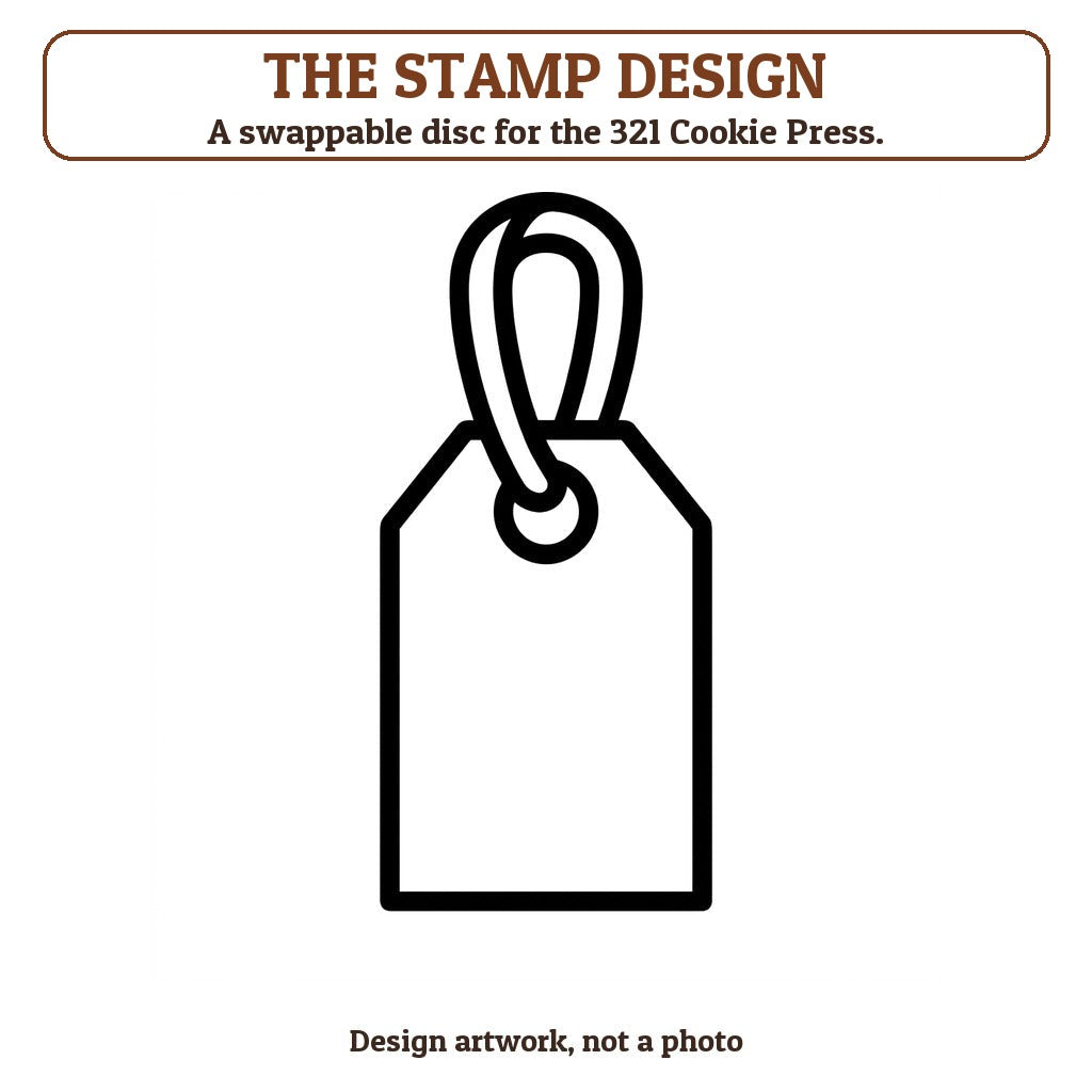 Gift Tag cookie stamp - the stamp design artwork