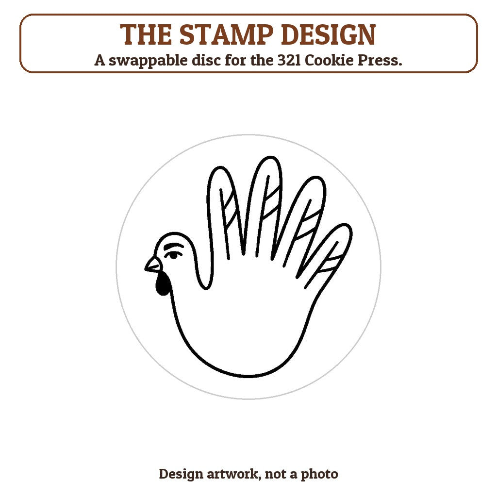 Hand Turkey cookie stamp - the stamp design artwork