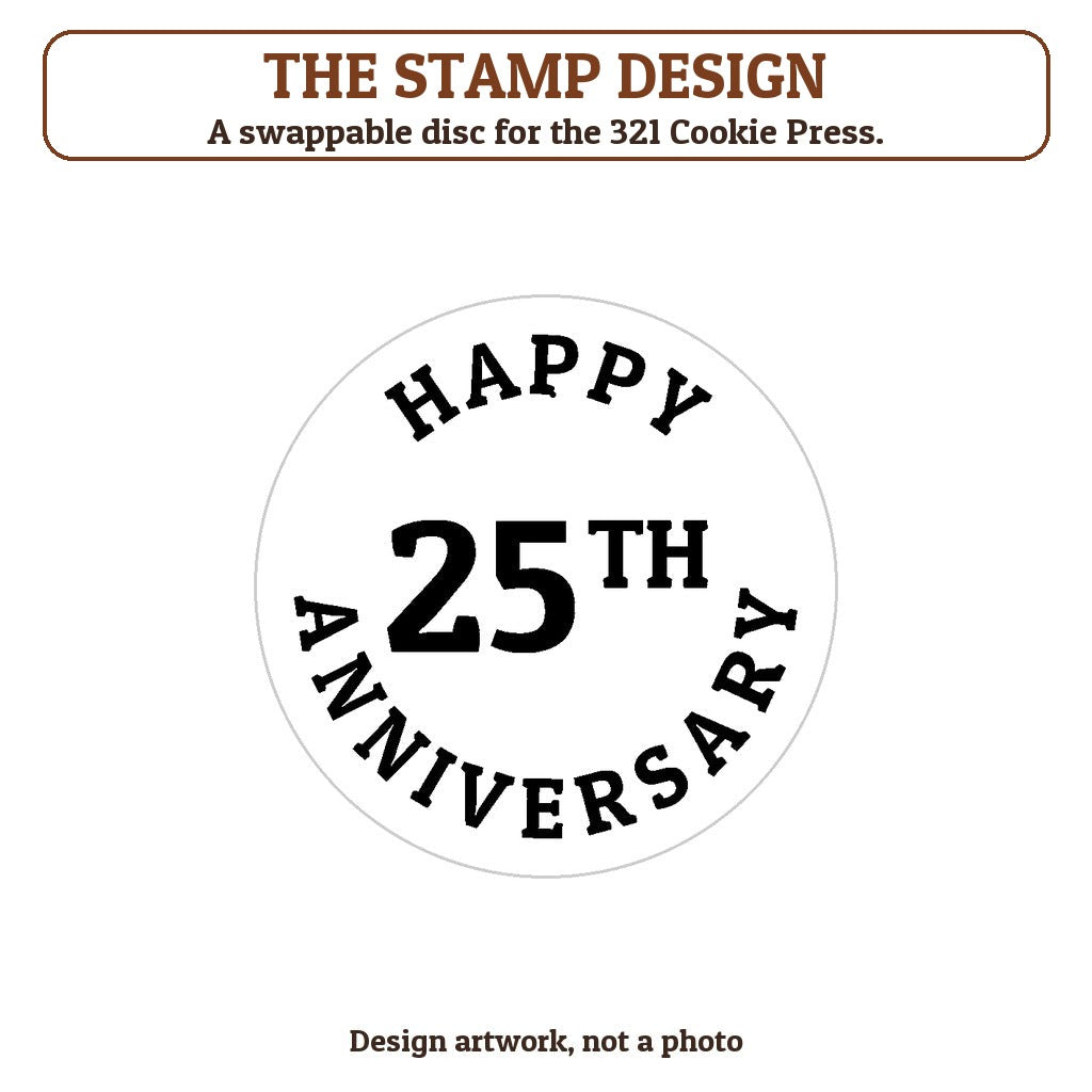 Happy 25th Anniversary cookie stamp - the stamp design artwork