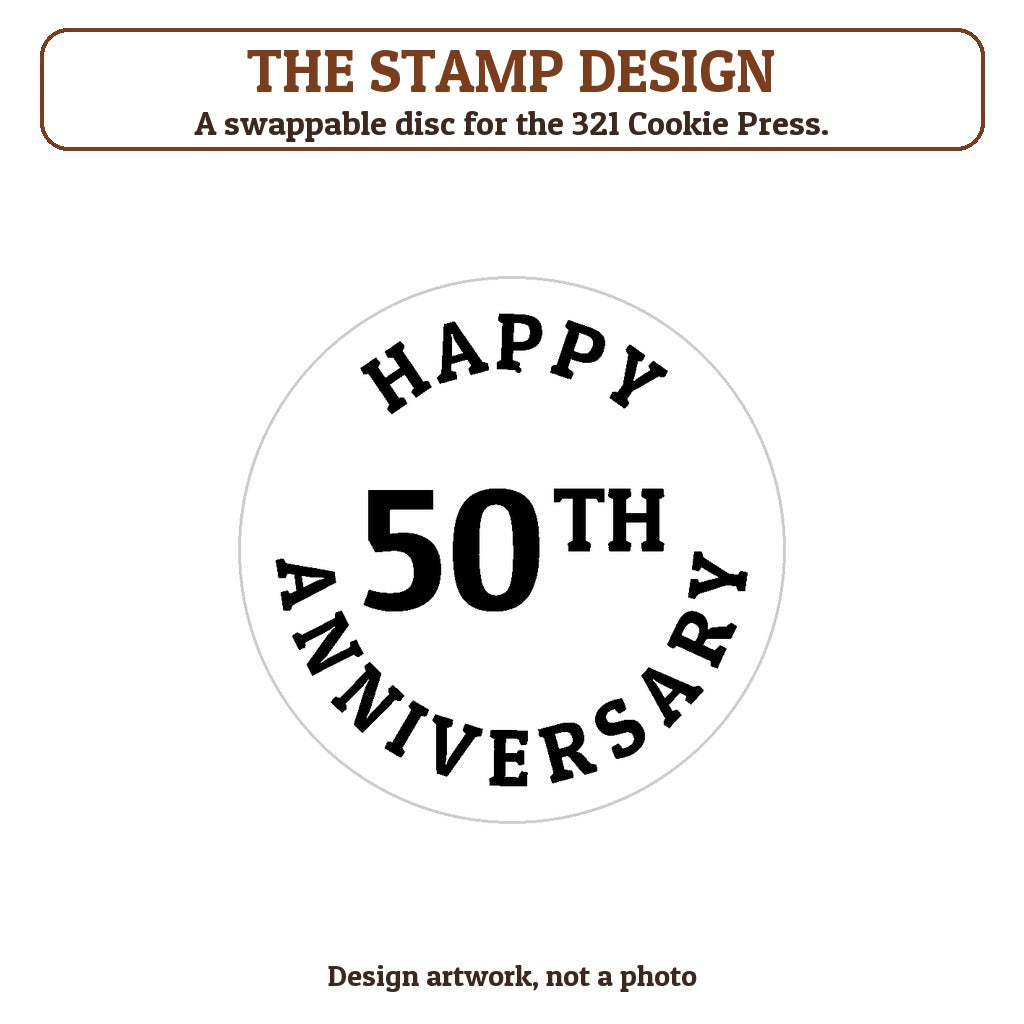 Happy 50th Anniversary cookie stamp - the stamp design artwork