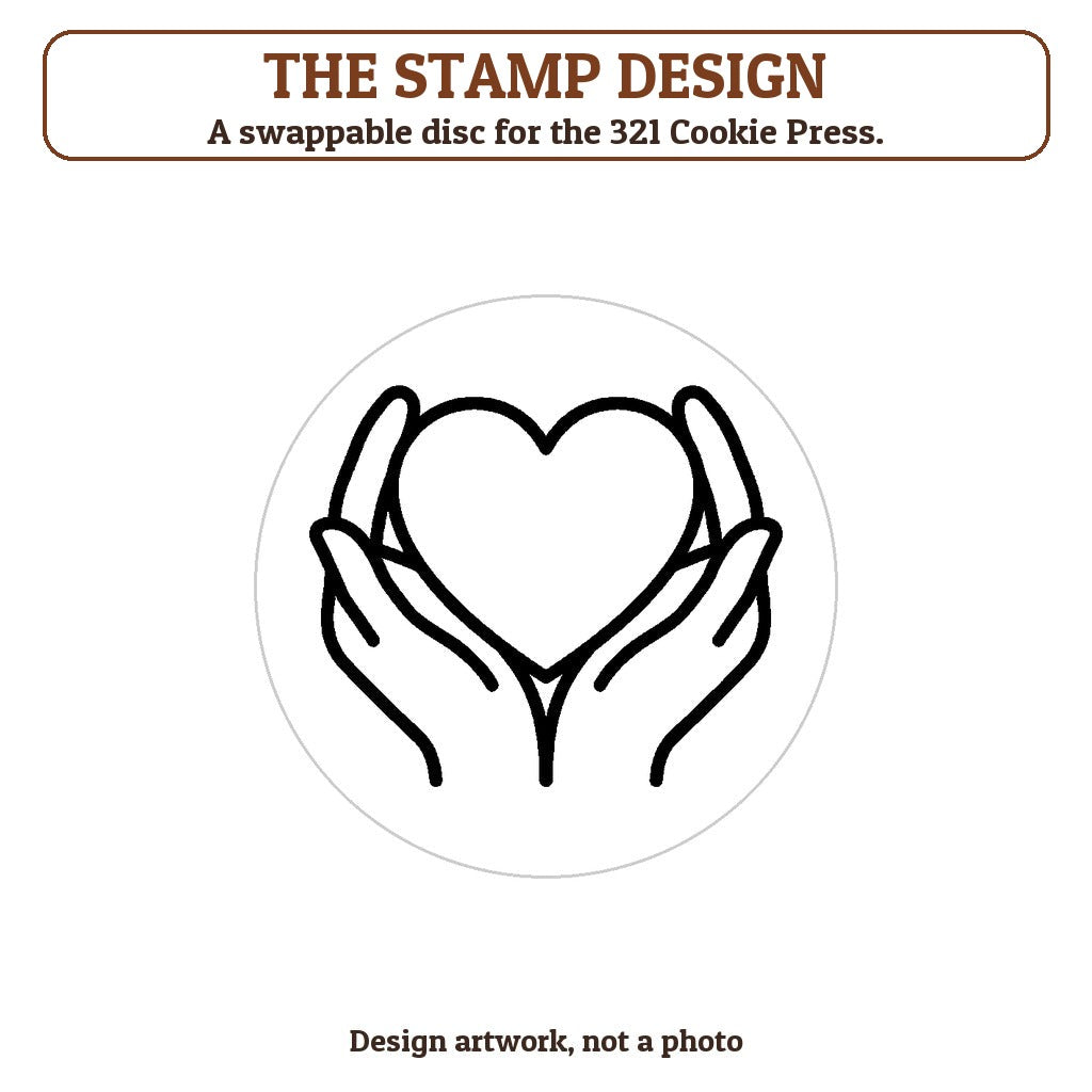 Heart in Hands cookie stamp - the stamp design artwork