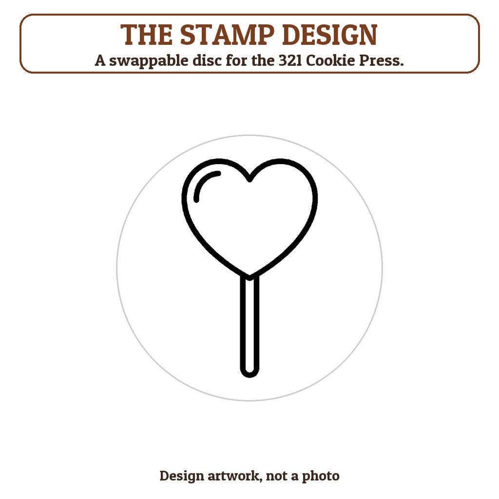 Heart Lollipop cookie stamp - the stamp design artwork