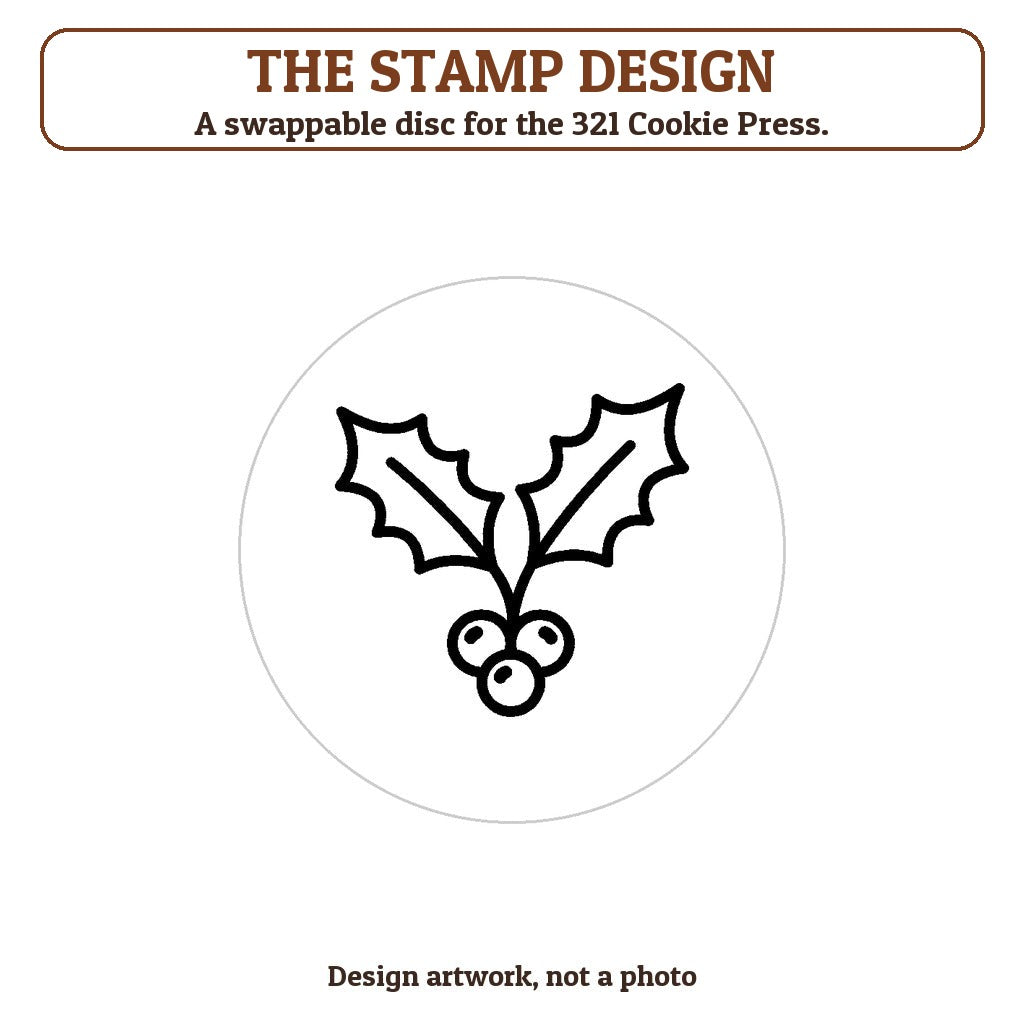 Holly Sprig cookie stamp - the stamp design artwork
