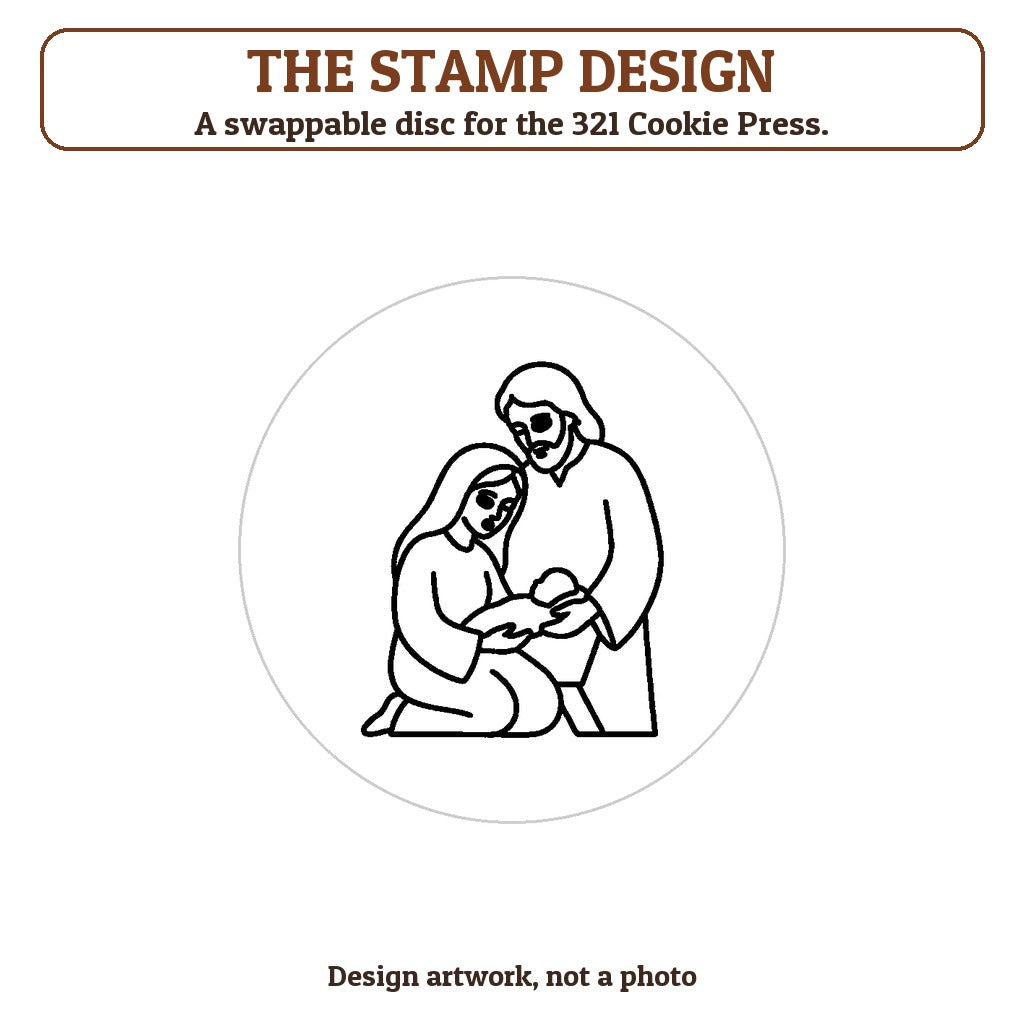 Holy Family Silhouette cookie stamp - the stamp design artwork