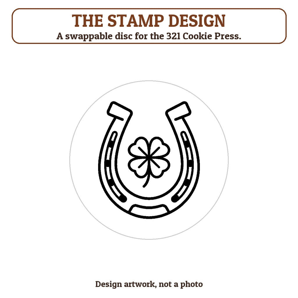 Horseshoe with a Clover cookie stamp - the stamp design artwork