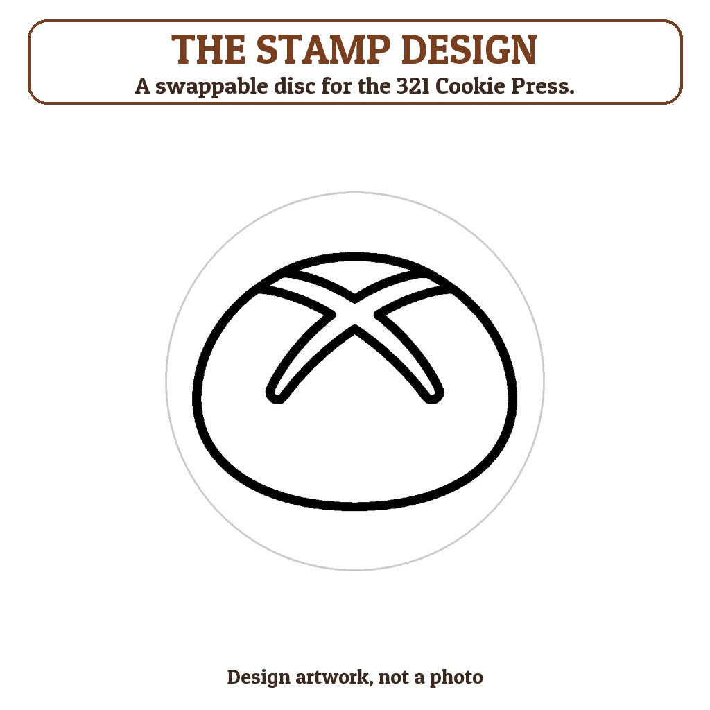 Hot Cross Bun cookie stamp - the stamp design artwork