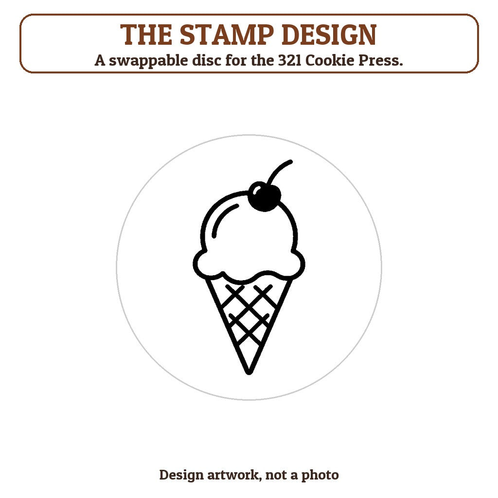 Ice Cream Cone cookie stamp - the stamp design artwork