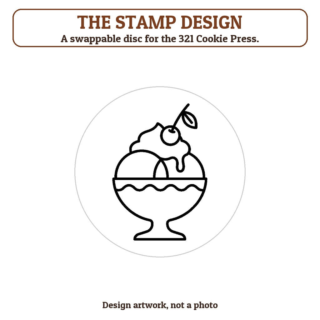 Ice Cream Sundae cookie stamp - the stamp design artwork