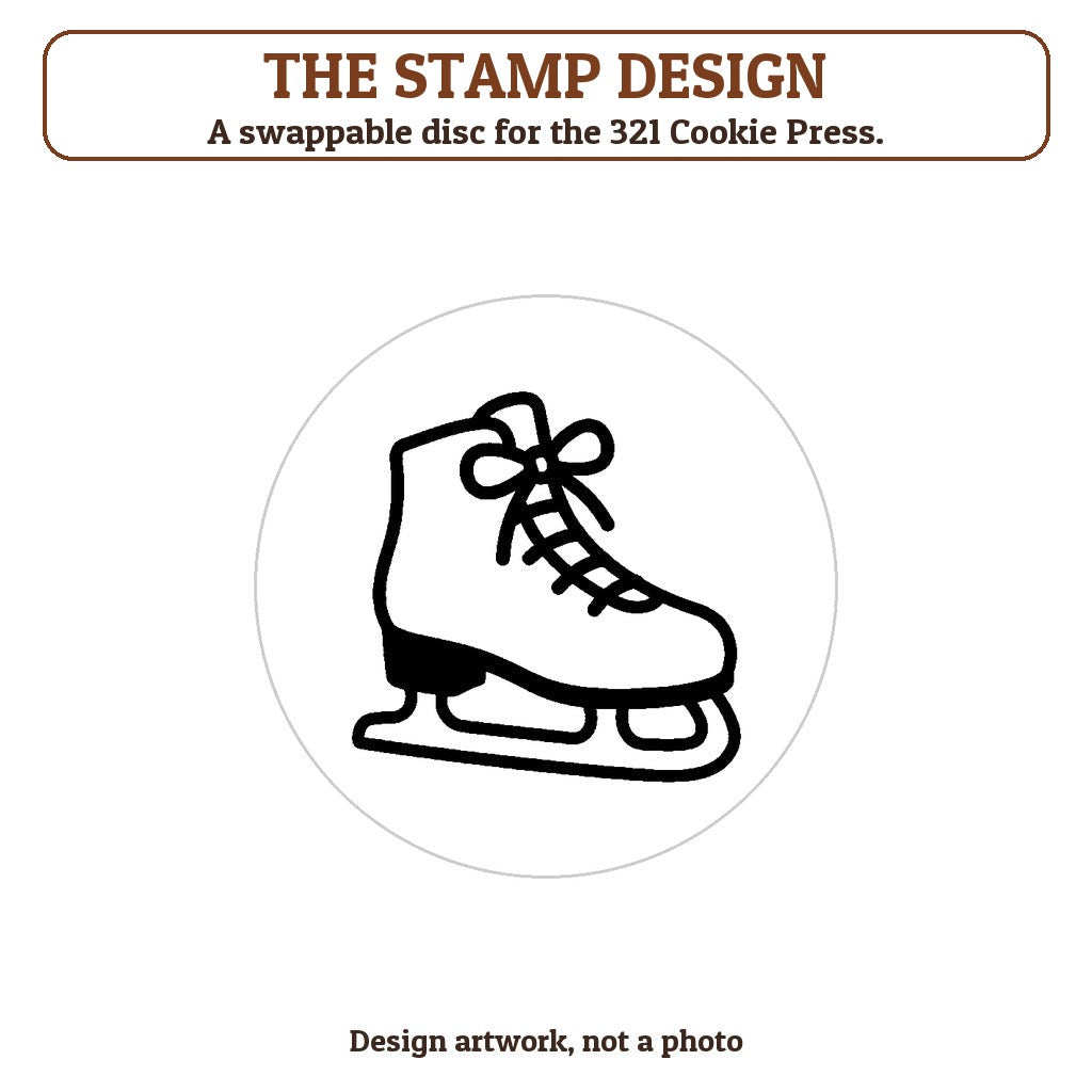 Ice Skate cookie stamp - the stamp design artwork