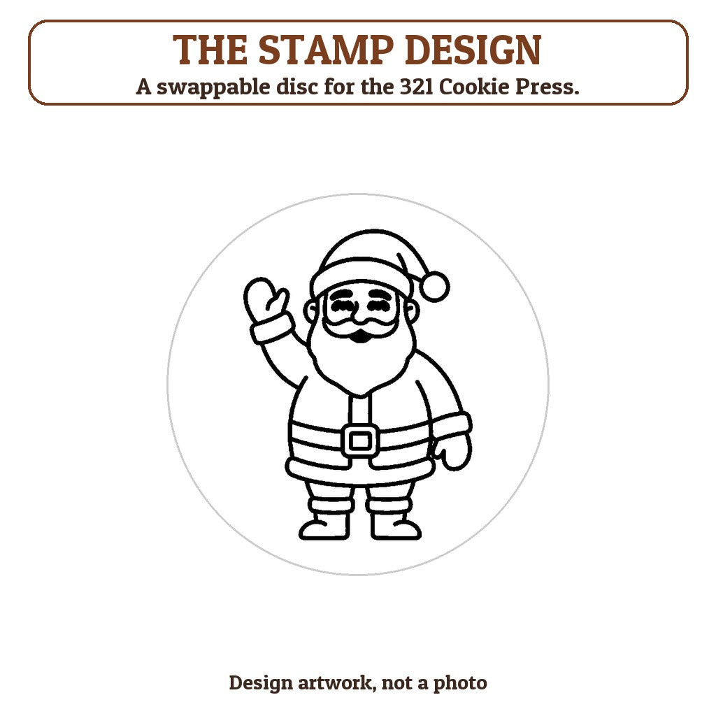Jolly Santa Waving cookie stamp - the stamp design artwork