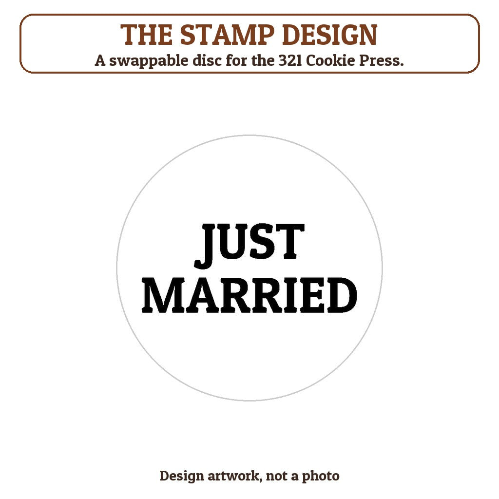 Just Married cookie stamp - the stamp design artwork