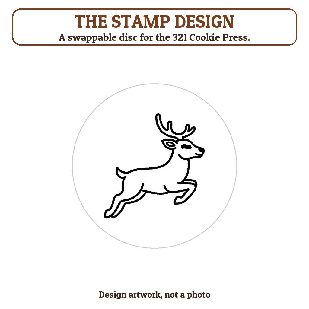 Leaping Reindeer cookie stamp - the stamp design artwork