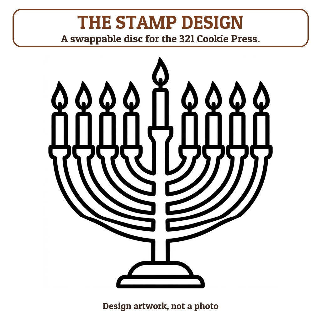 Lit Menorah cookie stamp - the stamp design artwork