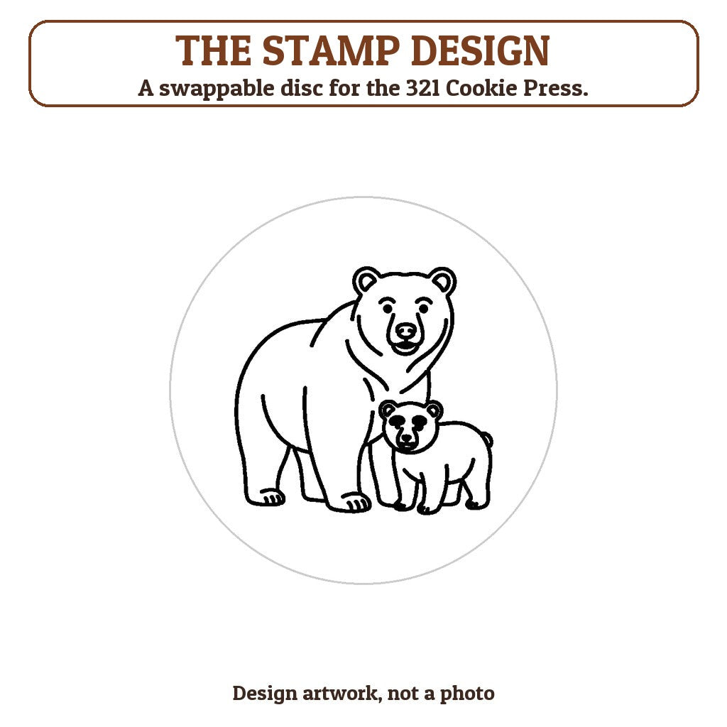 Mama Bear and Cub cookie stamp - the stamp design artwork