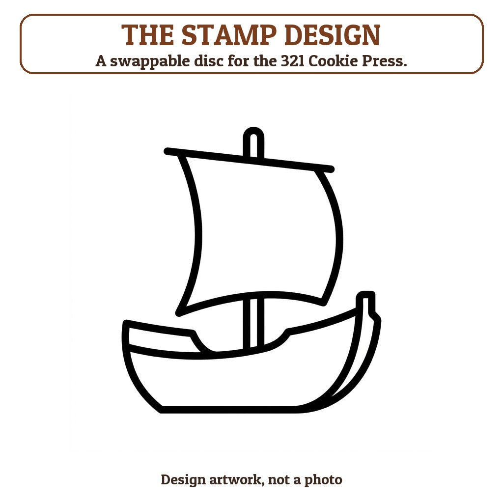 Mayflower Ship cookie stamp - the stamp design artwork