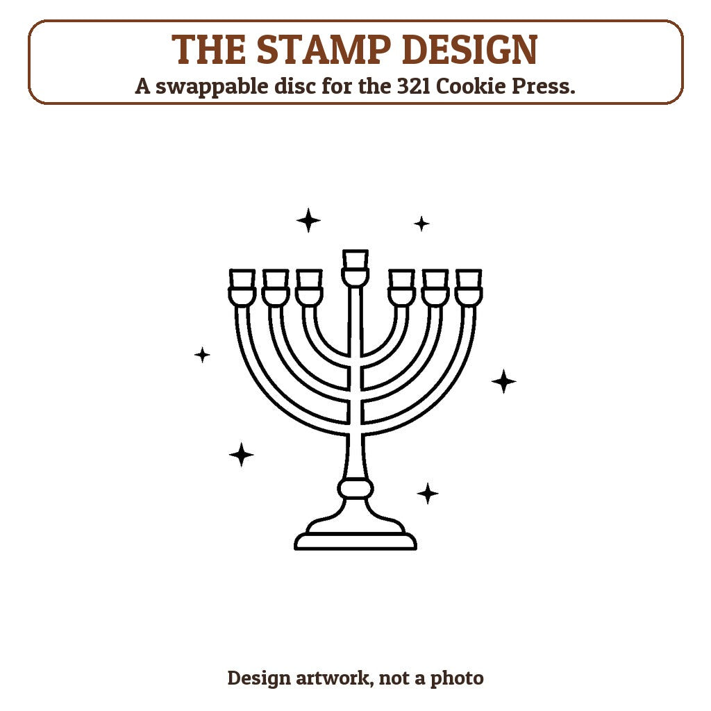 Menorah cookie stamp - the stamp design artwork