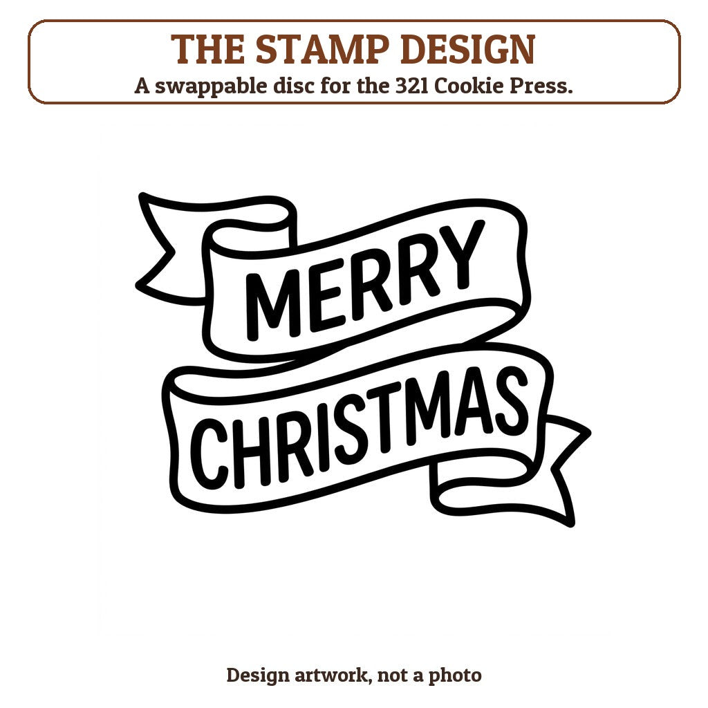 Merry Christmas Banner cookie stamp - the stamp design artwork