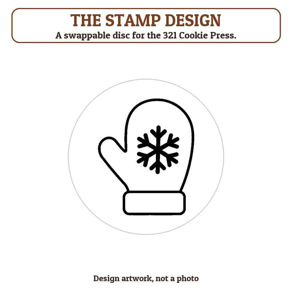 Mitten with a Snowflake cookie stamp - the stamp design artwork