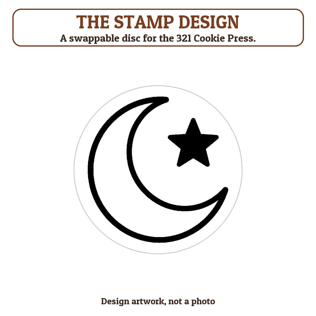 Moon and Stars cookie stamp - the stamp design artwork