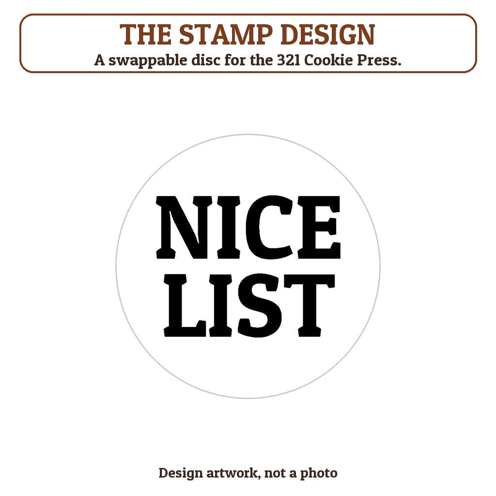 Nice List cookie stamp - the stamp design artwork