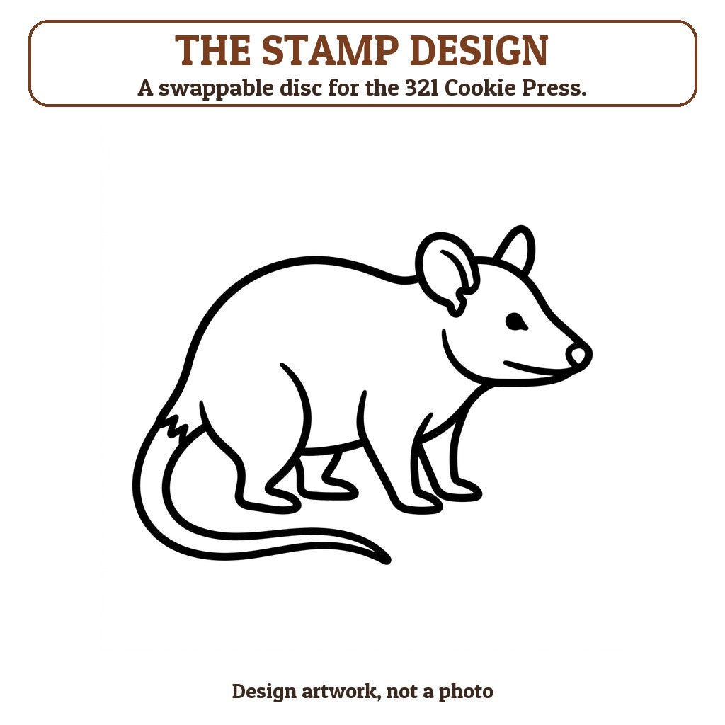 Opossum cookie stamp - the stamp design artwork