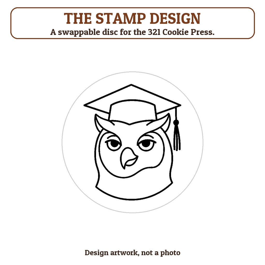 Owl with a Cap cookie stamp - the stamp design artwork