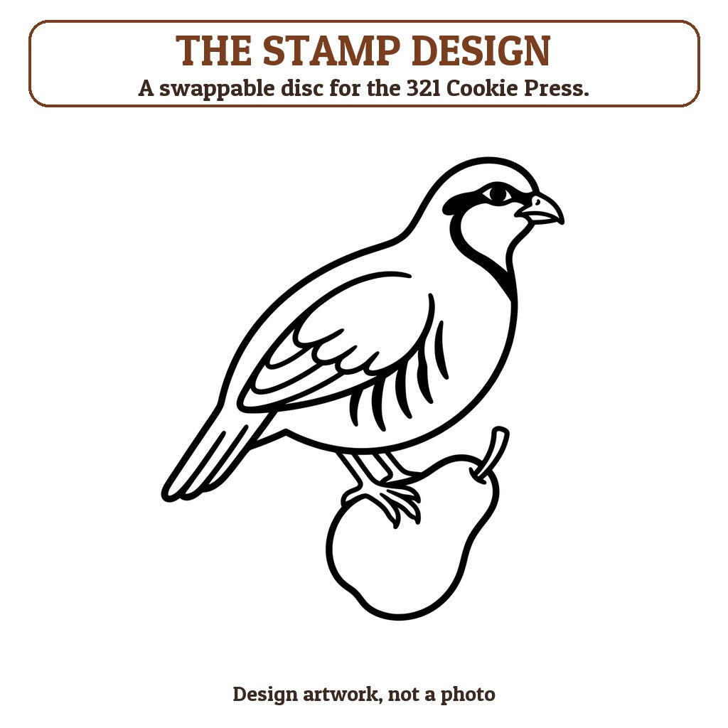 Partridge in a Pear Tree cookie stamp - the stamp design artwork
