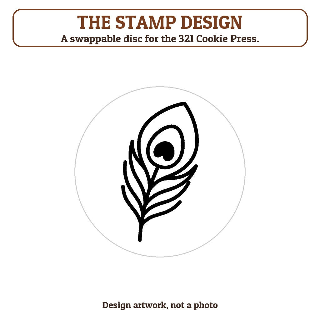 Peacock Feather cookie stamp - the stamp design artwork