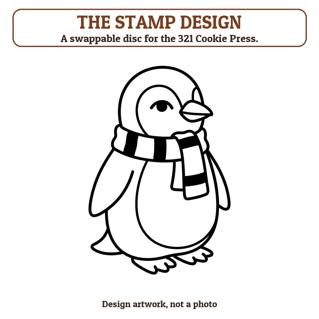 Penguin in a Scarf cookie stamp - the stamp design artwork