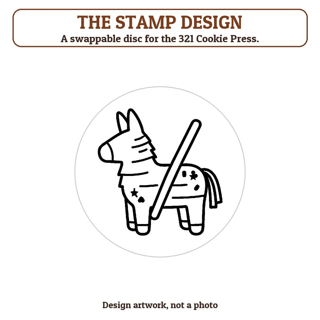 Pinata Donkey cookie stamp - the stamp design artwork