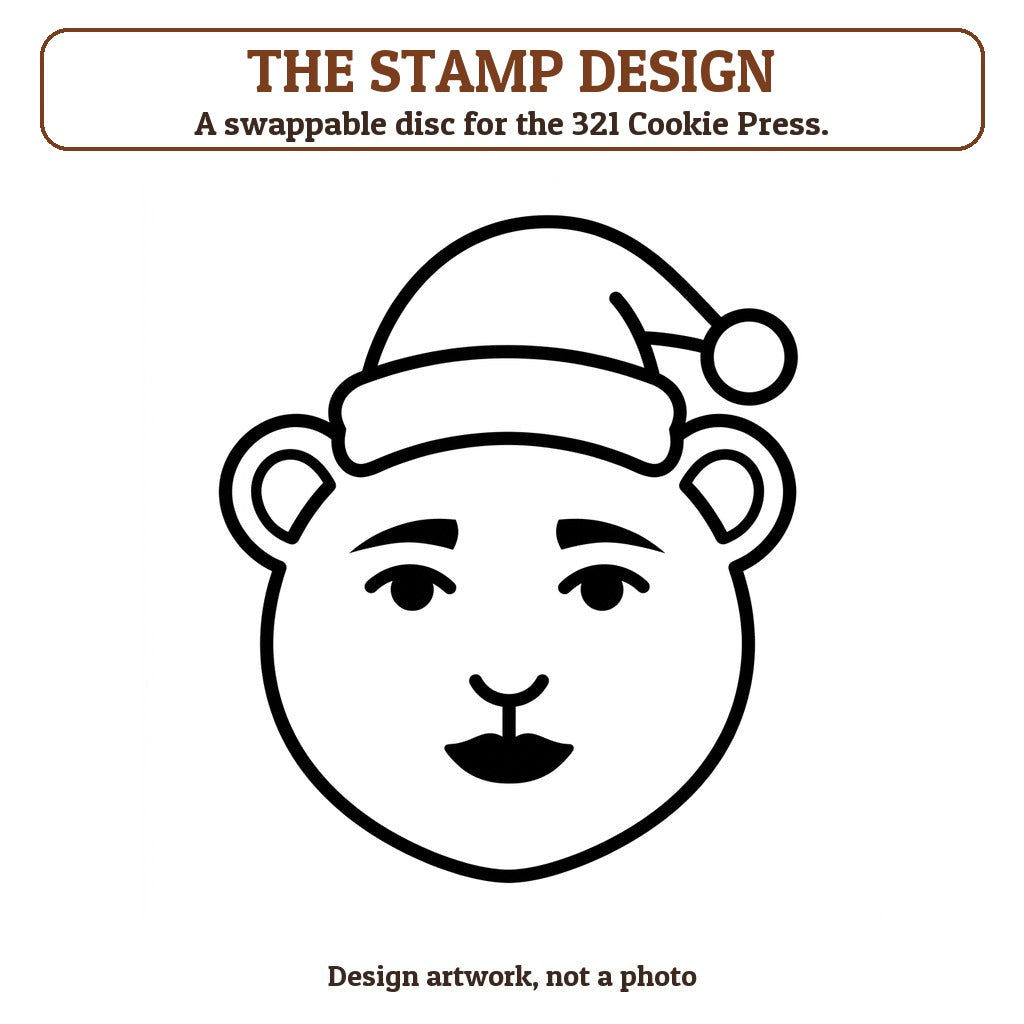 Polar Bear in a Santa Hat cookie stamp - the stamp design artwork