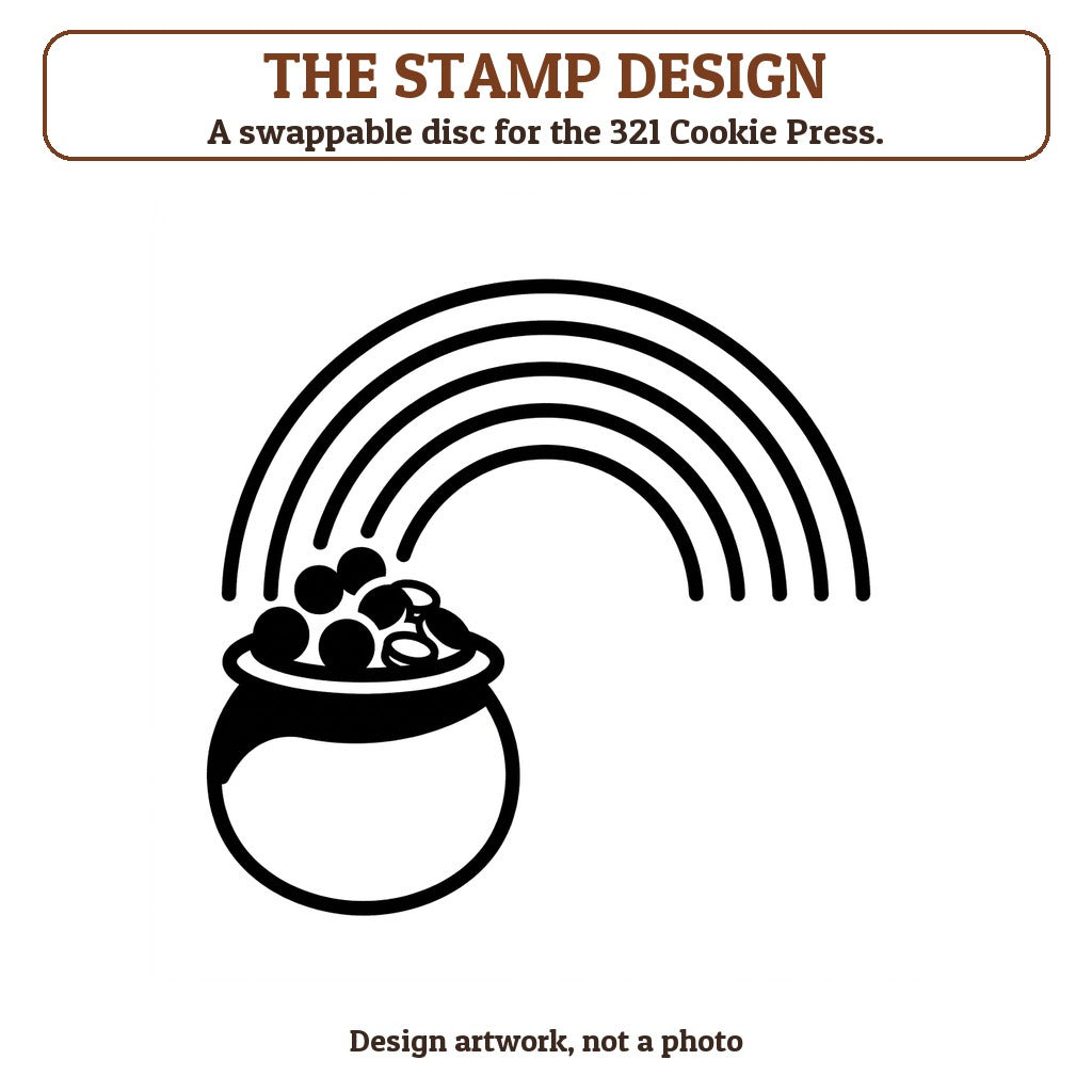 Rainbow with a Pot of Gold cookie stamp - the stamp design artwork