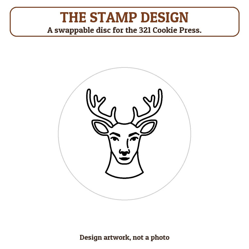 Reindeer Face cookie stamp - the stamp design artwork