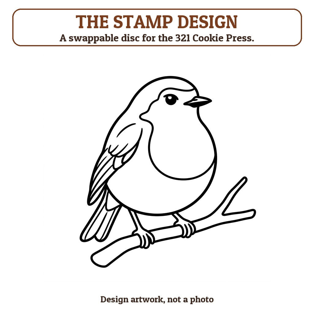 Robin on a Branch cookie stamp - the stamp design artwork
