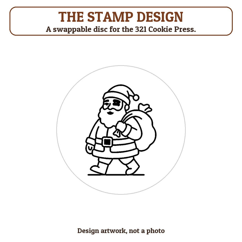 Santa with His Toy Sack cookie stamp - the stamp design artwork