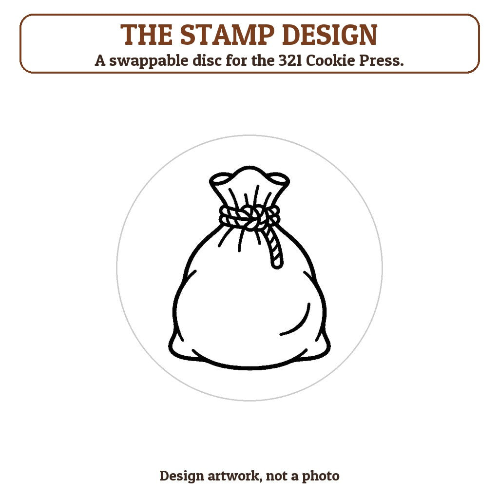 Santa's Toy Sack cookie stamp - the stamp design artwork