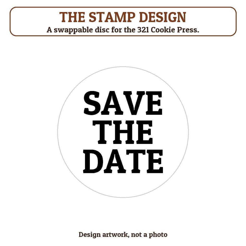 Save the Date cookie stamp - the stamp design artwork