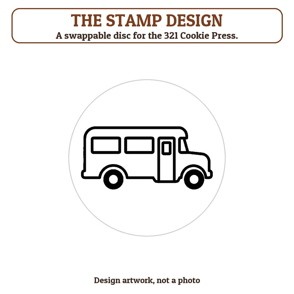 School Bus cookie stamp - the stamp design artwork