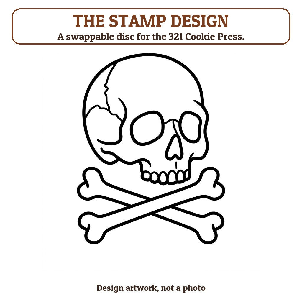 Skull and Crossbones cookie stamp - the stamp design artwork