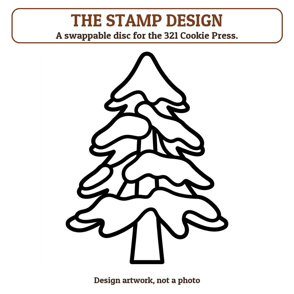Snowy Pine Tree cookie stamp - the stamp design artwork