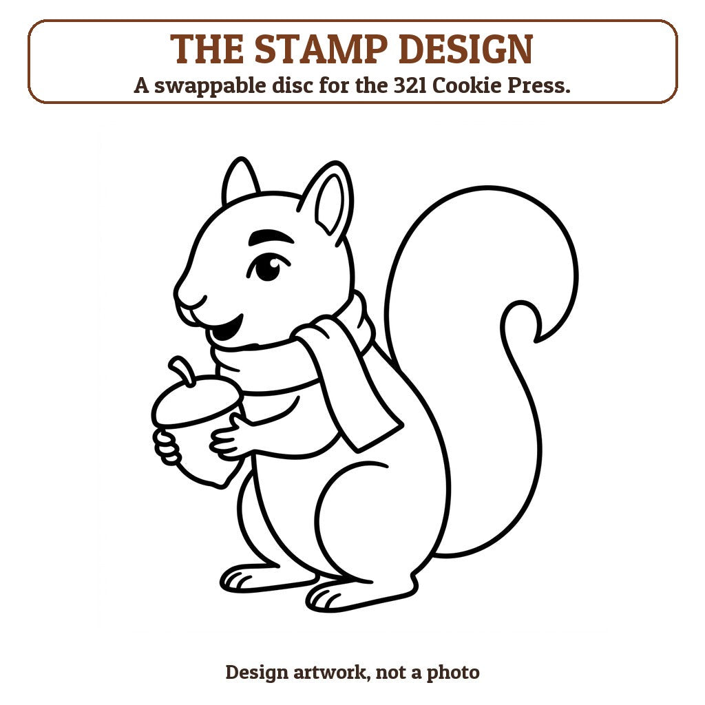 Squirrel in a Scarf cookie stamp - the stamp design artwork