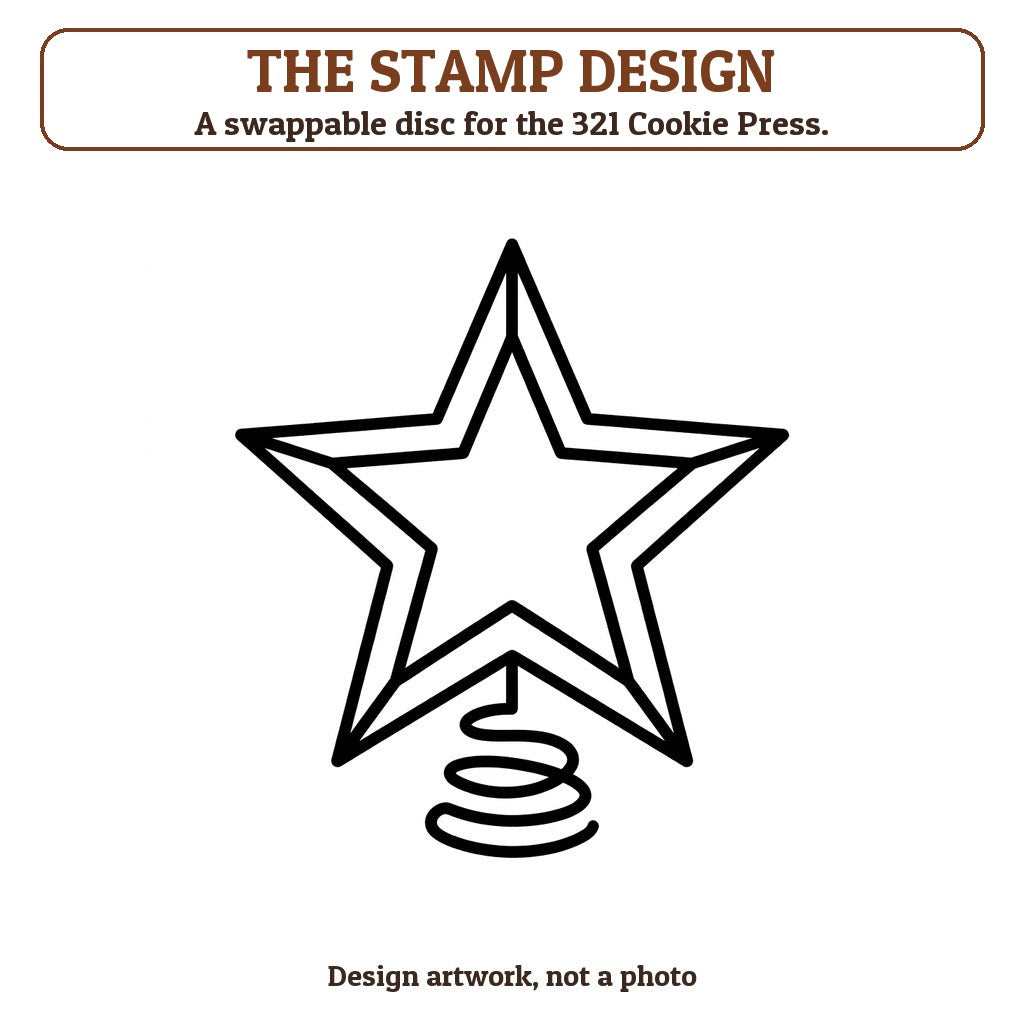 Star Tree Topper cookie stamp - the stamp design artwork