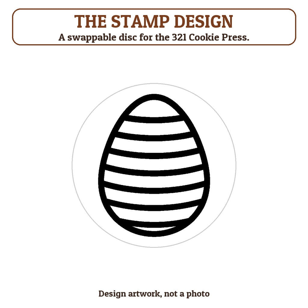 Striped Easter Egg cookie stamp - the stamp design artwork