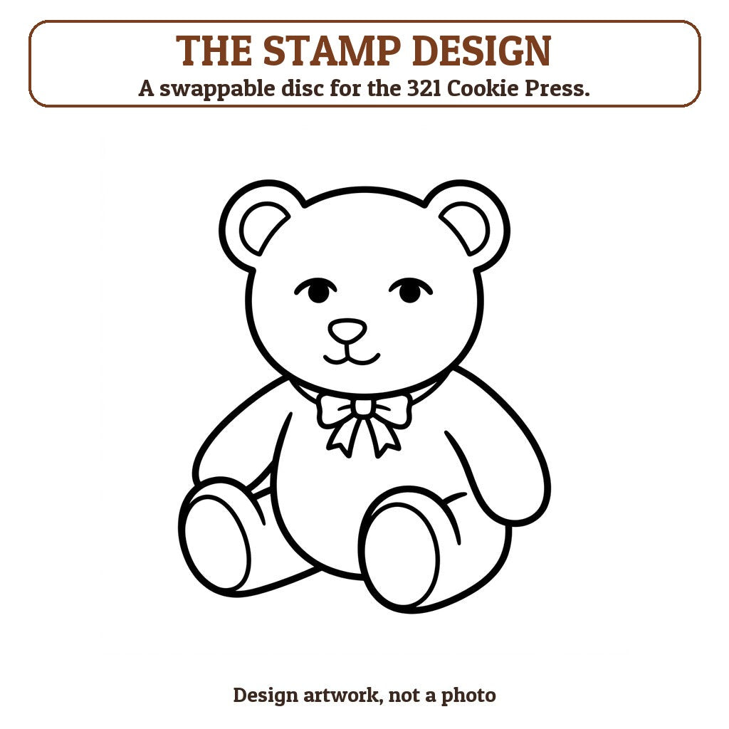 Teddy Bear with a Bow cookie stamp - the stamp design artwork