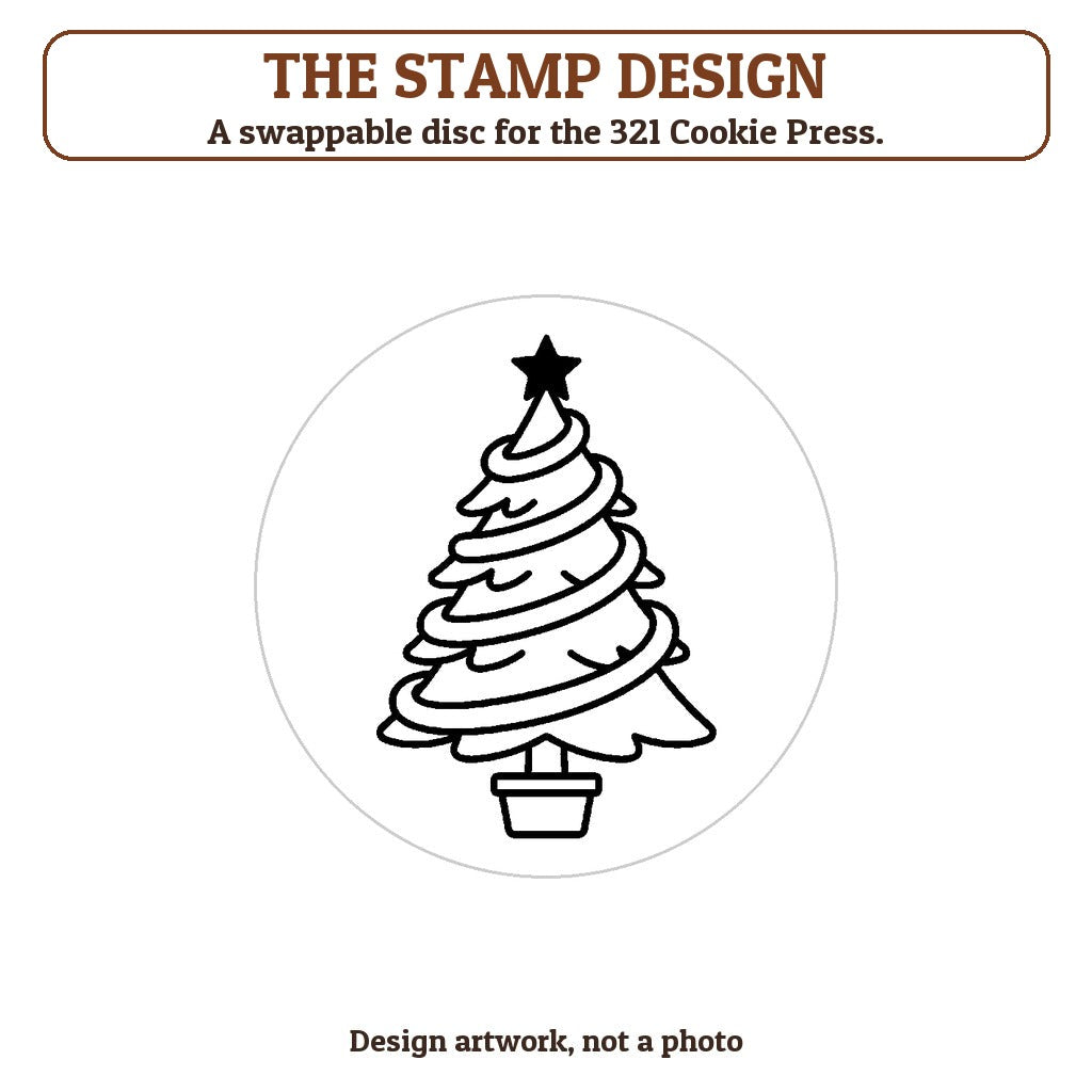 Tree with a Swirl Garland cookie stamp - the stamp design artwork