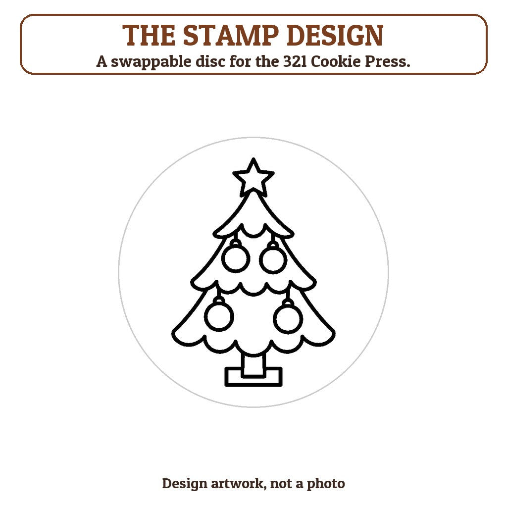 Tree with Big Ornaments cookie stamp - the stamp design artwork