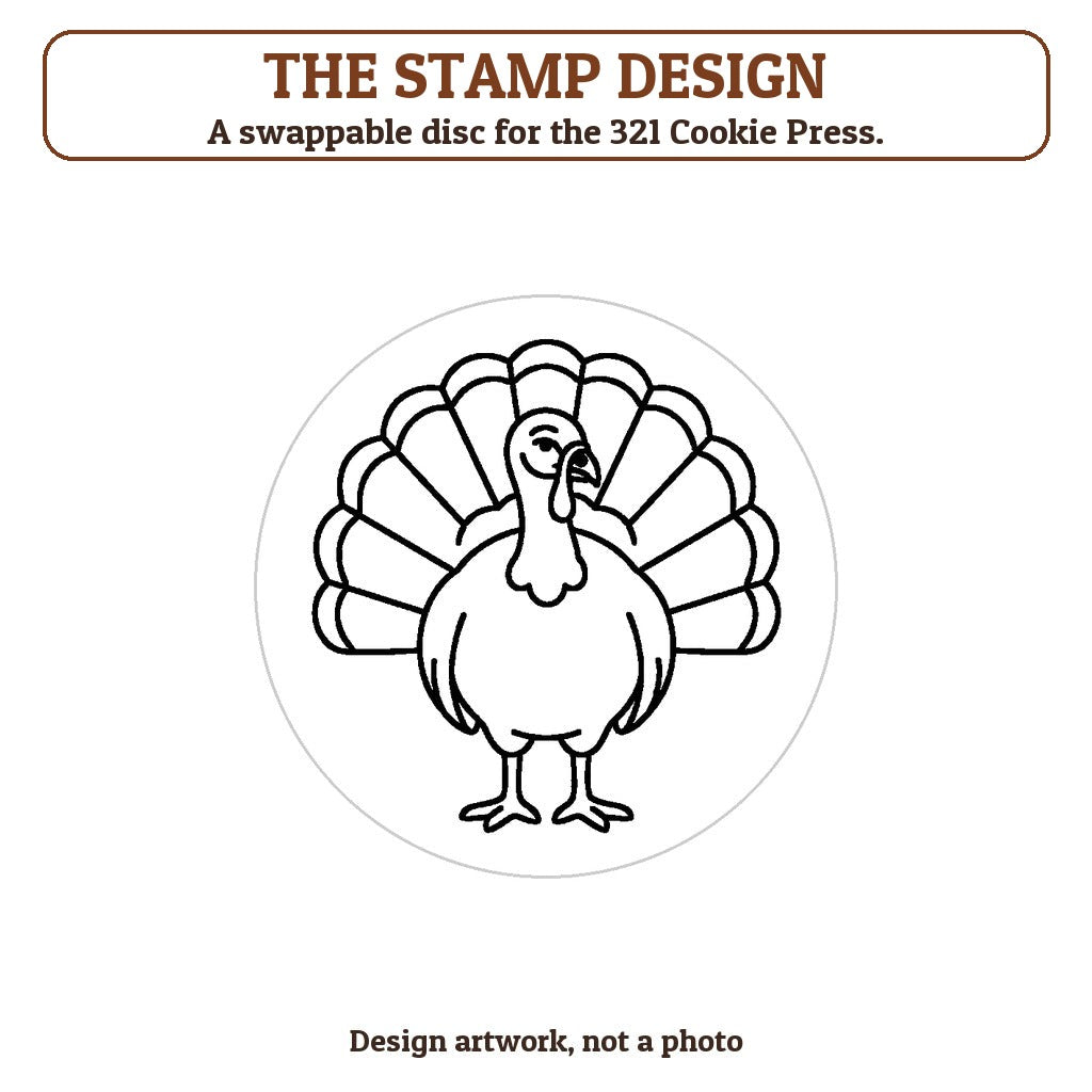 Turkey Fanned Tail cookie stamp - the stamp design artwork