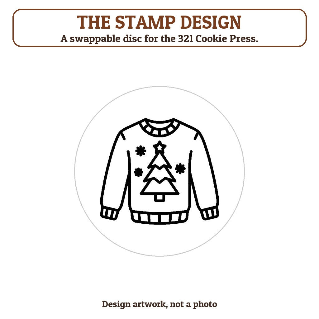 Ugly Sweater with a Tree cookie stamp - the stamp design artwork