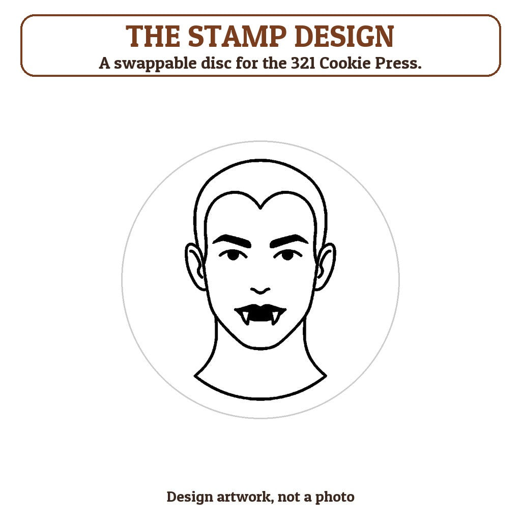 Vampire Face cookie stamp - the stamp design artwork